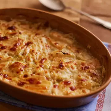 Acelga gratinada com mostarda