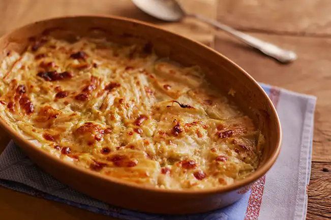 Acelga gratinada com mostarda