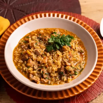 Arroz caldoso de costelinha (reaproveitamento)