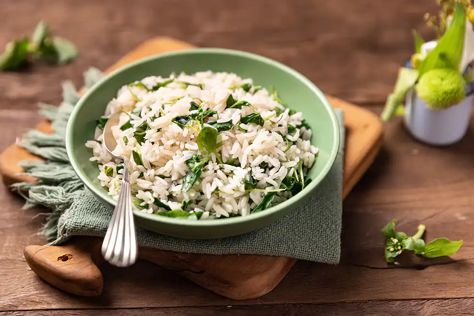 Arroz com agrião (reaproveitamento)