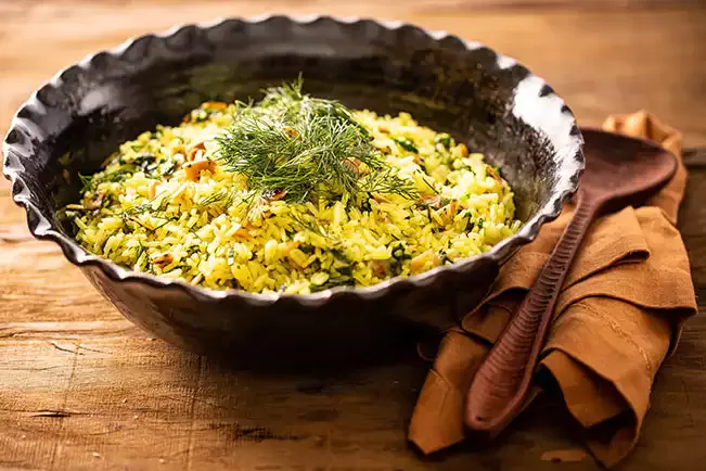 Receita de Arroz com ervas (sabzi polo)