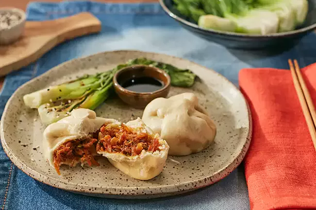 Receita de Bao recheado com legumes