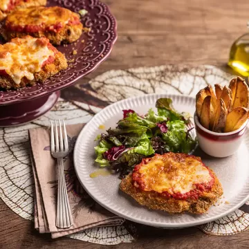 Bife à parmegiana na Air Fryer Oven da Rita Lobo