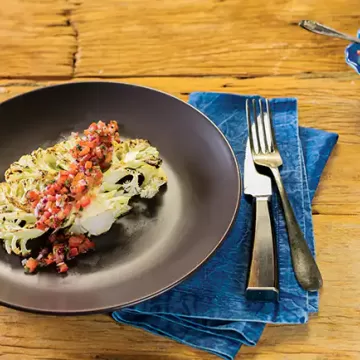 Bife de couve-flor com vinagrete