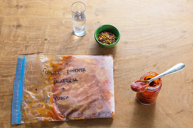 Bife de frango com marinada de tomate e vodca