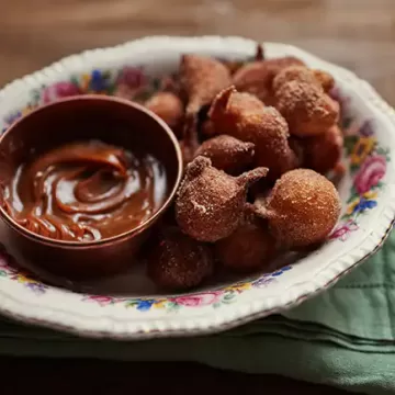 Bolinho de chuva com doce de leite cremoso
