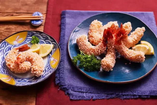 Receita de Camarão crocante com flocos de arroz
