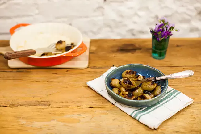 Receita de Cebolas pérola assadas