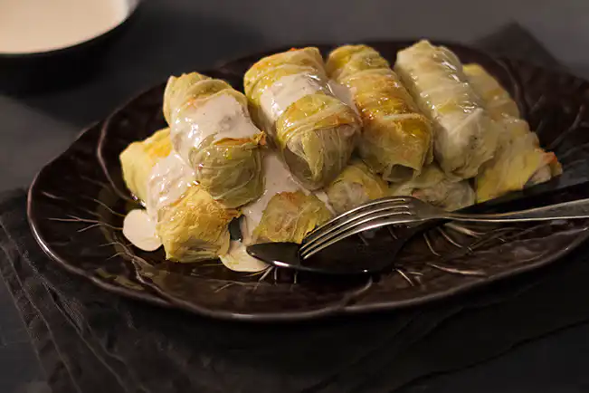 Charutinho de acelga com frango