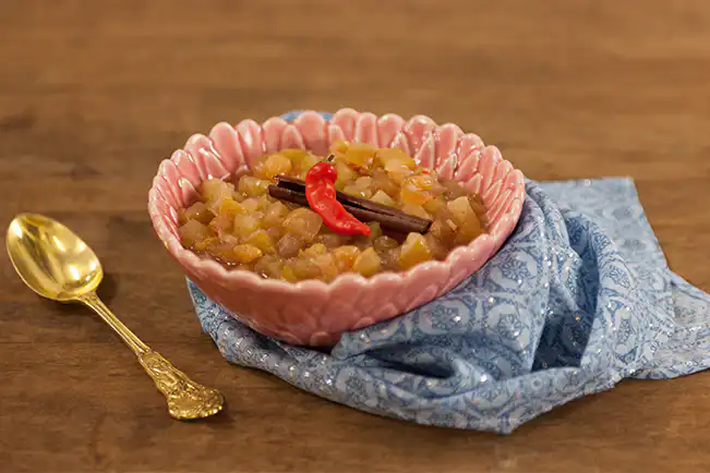 Chutney de maçã e pera (reaproveitamento)
