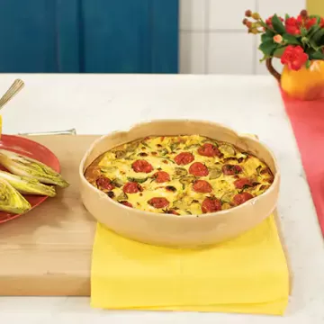 Clafoutis de abobrinha com tomate e queijo minas