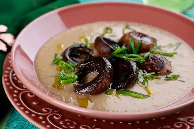 Receita de Cogumelo grelhado com molho cremoso de feijão-branco (reaproveitamento)