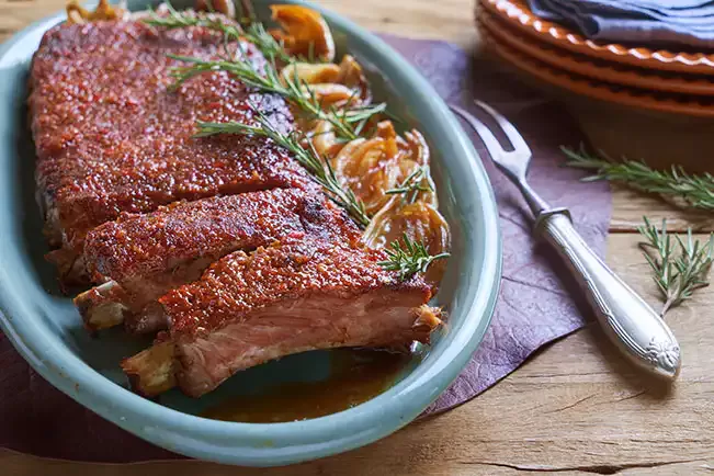 Receita de Costelinha assada com goiabada e melado