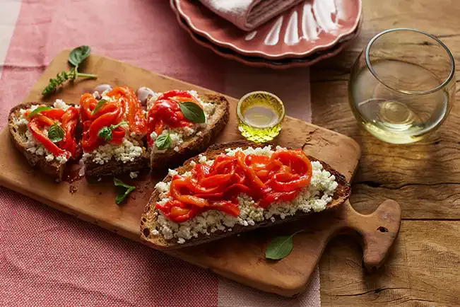 Receita de Crostini de pimentão assado com ricota