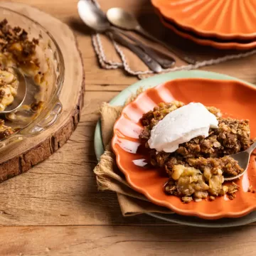 Crumble de banana com chocolate branco
