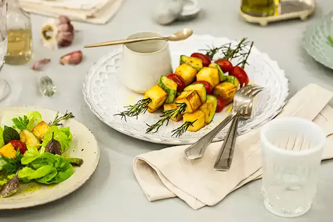 Receita de Espetinho de alecrim com legumes