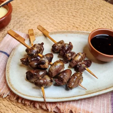 Espetinho de coração de frango na Air Fryer da Rita Lobo