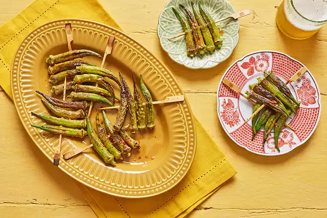 Receita de Espetinho de quiabo