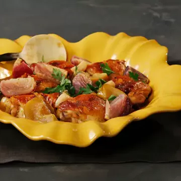 Frango com geleia e maçãs