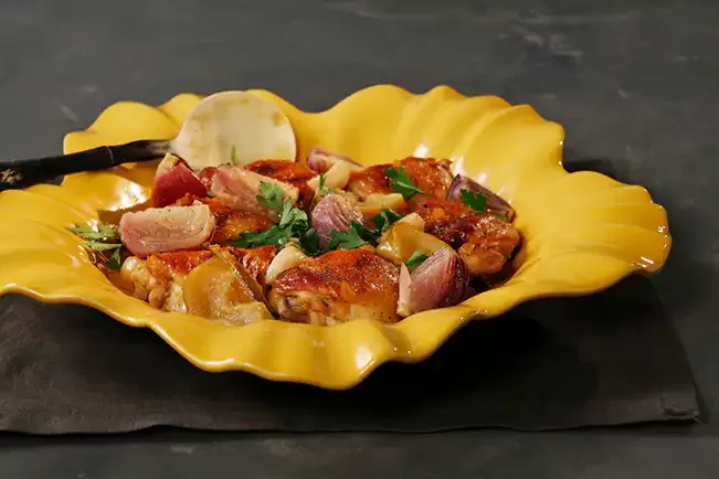Receita de Frango com geleia e maçãs