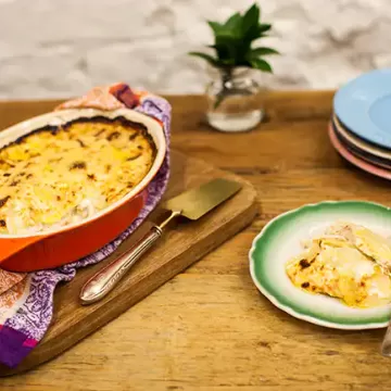 Gratinado de batata com frango