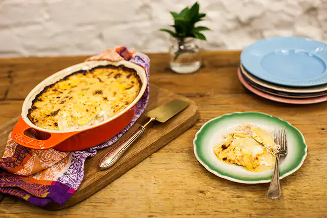 Gratinado de batata com frango