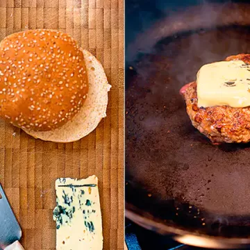 Hambúrguer com queijo azul