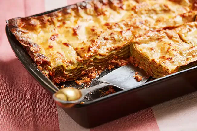Receita de Lasanha verde à bolonhesa
