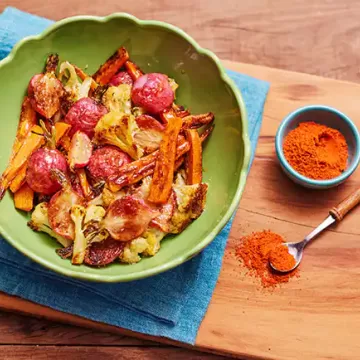 Legumes assados com páprica