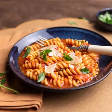 Macarrão com molho de tomate na pressão