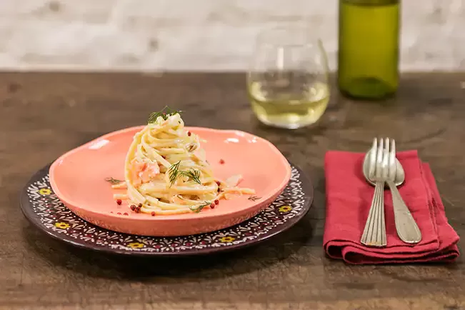 Receita de Macarrão com salmão defumado