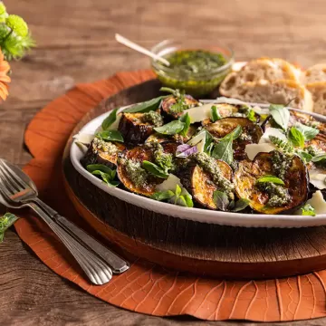 Medalhão de berinjela com pesto na Air Fryer Oven da Rita Lobo