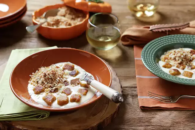 Receita de Nhoque de abóbora com molho de laranja