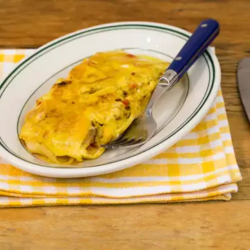Omelete com refogado de pimentão