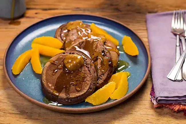 Receita de Panqueca americana de chocolate (pancakes)