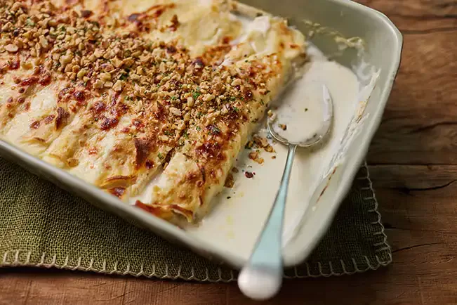 Receita de Panqueca de carne com molho branco