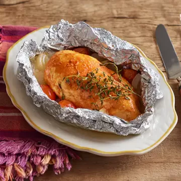 Papilote de frango para um
