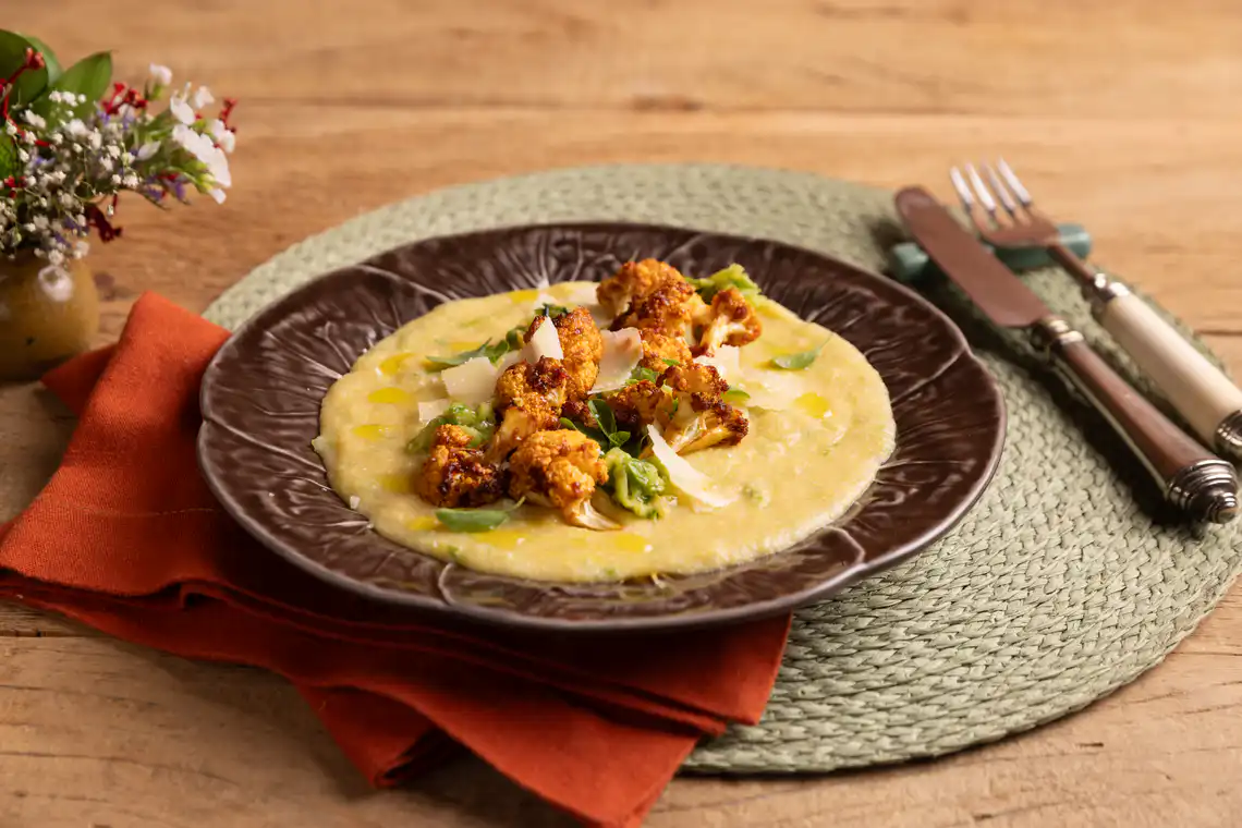 Polenta com abobrinha e couve-flor com mel na Air Fryer da Rita Lobo