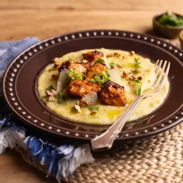 Polenta com abobrinha e frango com mel na Air Fryer da Rita Lobo