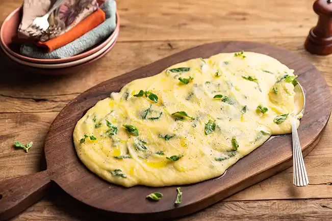 Receita de Polenta com espinafre