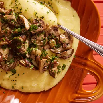 Polenta na pressão com cogumelos