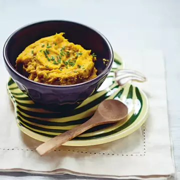 Purê de abóbora com ricota e curry