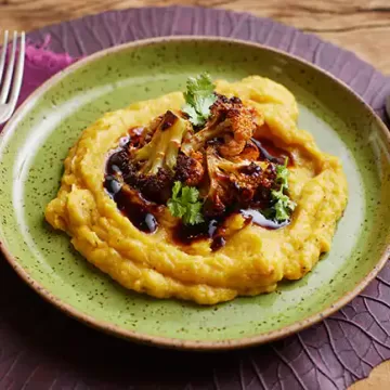Purê de banana-da-terra com leite de coco e gengibre