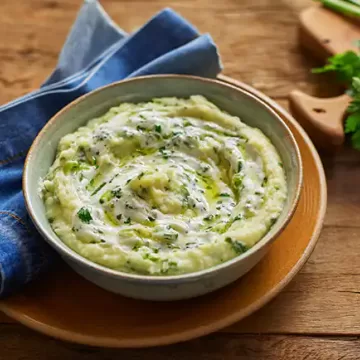 Purê de batata com ervas e iogurte (reaproveitamento)