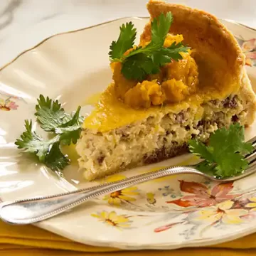 Quiche de carne-seca com chutney de abóbora