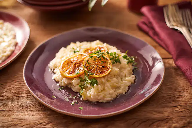 Risoto cremoso de limão-siciliano