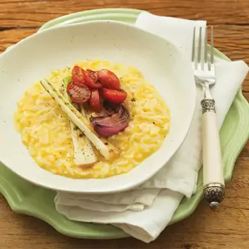 Risoto de alho-poró na pressão