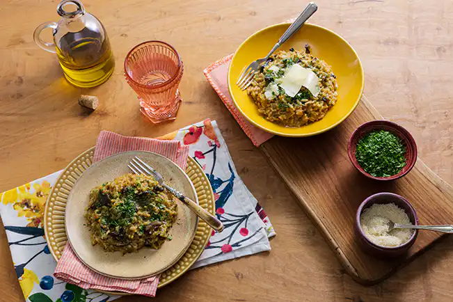 Risoto de funghi na panela de pressão elétrica