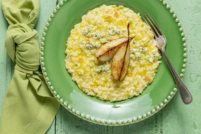 Risoto de gorgonzola e pera