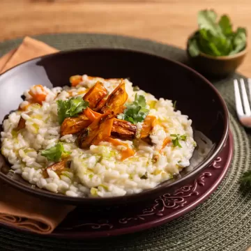 Risoto de queijo com cenoura assada na Air Fryer da Rita Lobo
